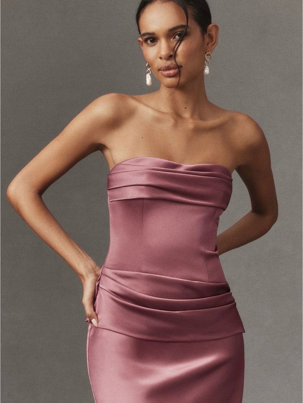 Mare Mare Isabella Strapless Ruched Corset Dress in Renaissance Rose